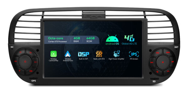 FIAT 500 | Android / iPhone | Octa Core | 4GB RAM & 64GB ROM | Global 4G LTE |IA7250FLBS
