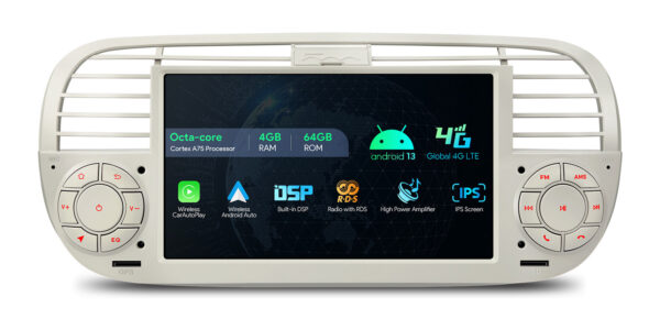 Fiat 500 | Android / iPhone | Octa Core | 4GB RAM & 64GB ROM | Globale 4G LTE-Lösung | IA7250FLCS