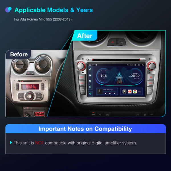 Alfa Romeo | Android / iPhone | Octa Core | 2GB DDR4 RAM & 32GB ROM | Fahrzeugtaugliche Hardware | IE72MTAG