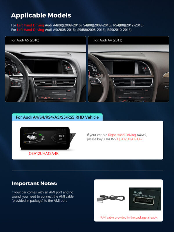 Audi | Verschiedene| Android 12 | Octa Core | 2GB RAM & 32GB ROM |  Integrierte 4G-LTE | QEA12UHA12A4L
