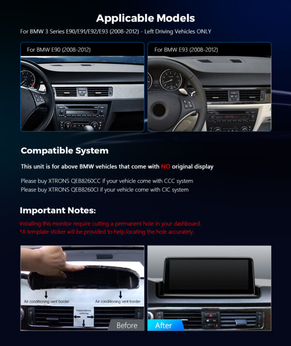 BMW | 3er Series| Android 12 | Octa Core | 2GB RAM & 32GB ROM | Integrierte 4G-Lösung | QEB1290UN_L