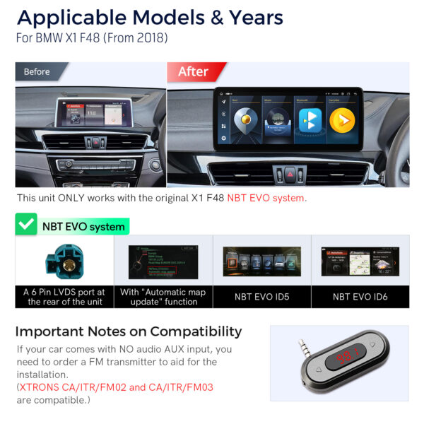 BMW | X1 F48 | Android / iPhone | Octa-Core | 4GB RAM & 64GB ROM | Global 4G LTE | QLB22EVB12X1N