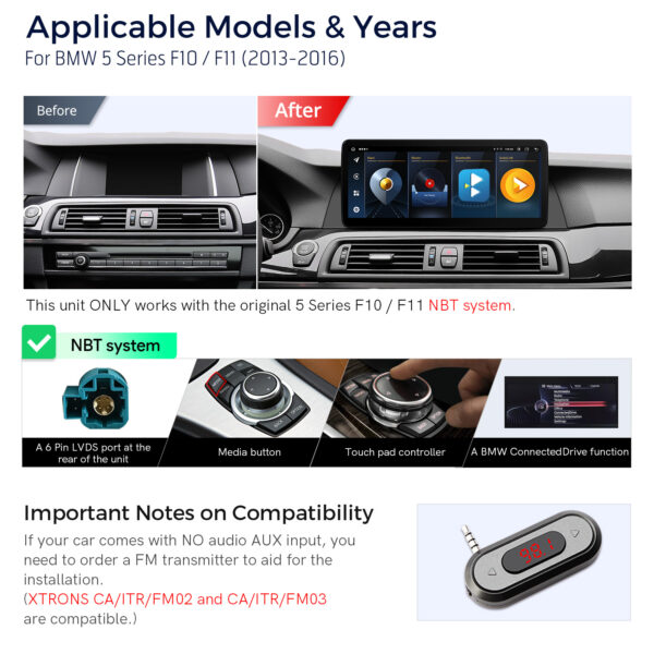 BMW | F10/F11 | Android / iPhone | Octa-core | 4GB RAM & 64GB ROM | Global 4G LTE | QLB22NB12FV