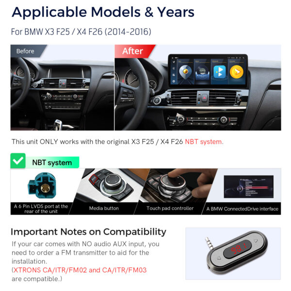 BMW | X3/X4 | Android / iPhone | Octa-core | 4GB RAM & 64GB ROM | Global 4G LTE | QLB22NB12X3