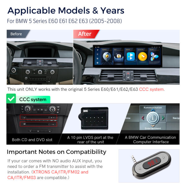 BMW | 5er-Serie | Android / iPhone | Octa-Core | 4GB RAM & 64GB ROM | Integriertes 4G LTE | QLB4260CC