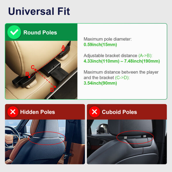 12 Zoll | Universal | Android OS | 2GB RAM & 32GB ROM | Schwerkraftabtastung | Android Kopfstützen-Player | HM121AS