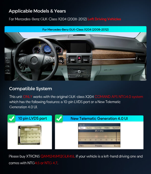 Mercedes-Benz | Unterstützt Android / iPhone | Octa-core | 8GB RAM & 128GB ROM | Integriertes 4G LTE | QAM1240M12GLK40L