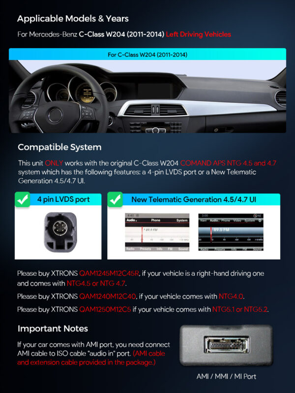 Mercedes-Benz | Android / iPhone | Octa-Core | 8GB RAM & 128GB ROM | Integriertes 4G LTE | QAM1245M12C45L