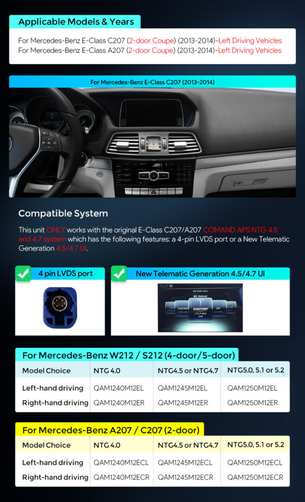 Mercedes-Benz | Unterstützt Android / iPhone | Octa-core | 8GB RAM & 128GB ROM | Integriertes 4G LTE | QAM1245M12ECL