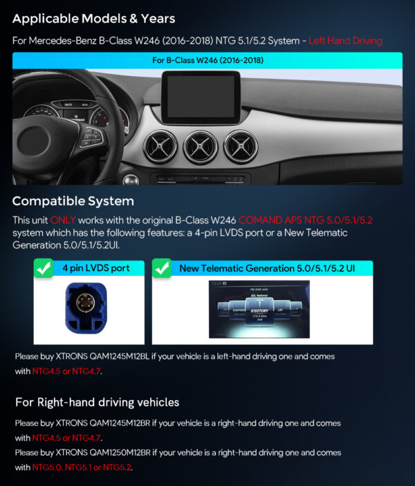 Mercedes-Benz | Unterstützt Android / iPhone | Octa-core | 8GB RAM & 128GB ROM | Integriertes 4G LTE | QAM1250M12BL