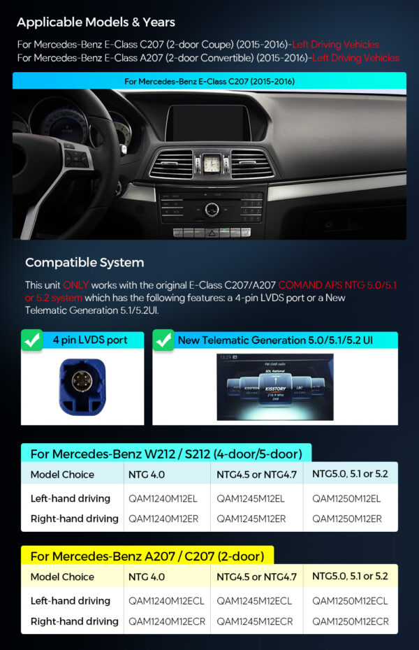 Mercedes-Benz | Unterstützt Android / iPhone | Octa-core | 8GB RAM & 128GB ROM | Integriertes 4G LTE | QAM1250M12ECL
