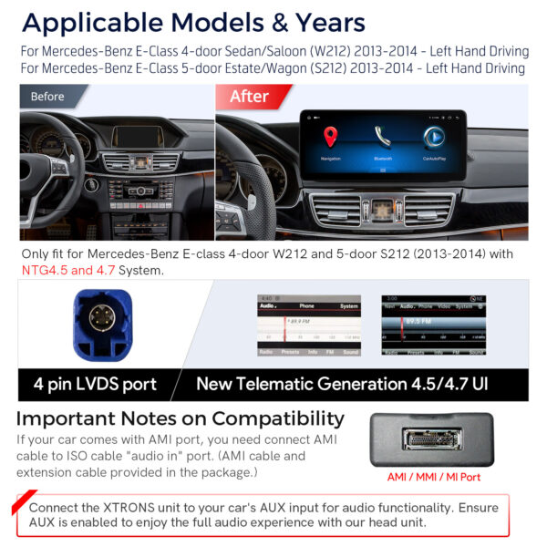 Mercedes-Benz | Verschiedene | Android / iPhone | Octa-core | 4GB RAM & 64GB ROM | Integriertes 4G LTE | QLM2245M12EL