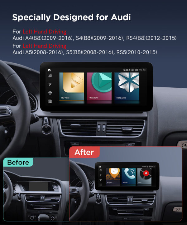 Audi | A4/A5 | Android / iPhone | Qualcomm 662 | Octa Core |8GB RAM & 128GB ROM | QXA22UHPA12A4L