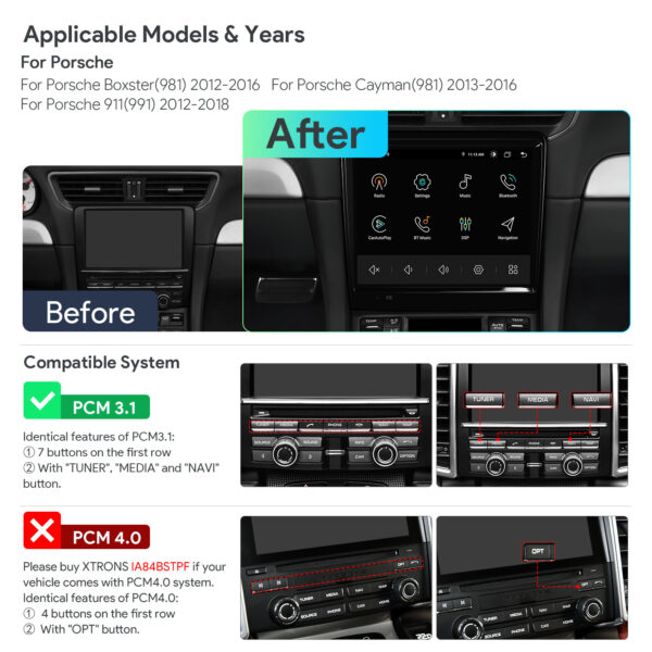 Porsche | Boxster/Cayman/911 | Android OS | Octa Core | 4GB RAM & 64GB ROM | Globale 4G LTE Lösung | IA84BSTPT