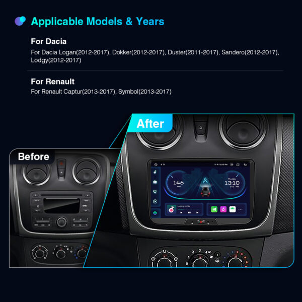 Dacia/Renault | Android 12 | Octa Core | 2GB DDR4 RAM & 32GB ROM | Automobilgerechte Hardware | PE82DCRL