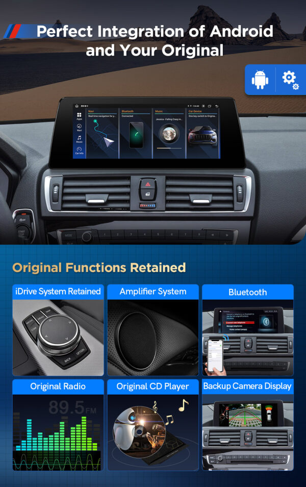 BMW | 1/2 Serie | Android 13 | Octa-Core | 8GB RAM & 128GB ROM | Integriertes 4G LTE | QAB12EVB1NEL