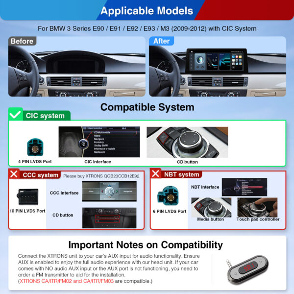BMW | 3er-Reihe | Android-Betriebssystem & OEM-System | Qualcomm 680 | Octa Core | 8GB RAM & 128GB ROM | QGB23CIB12E92