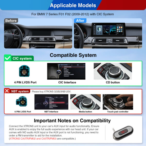 BMW | 7er-Reihe | Android-Betriebssystem & OEM-System  | Qualcomm 680 | Octa Core | 8GB RAM & 128GB ROM | QGB23CIB12SV