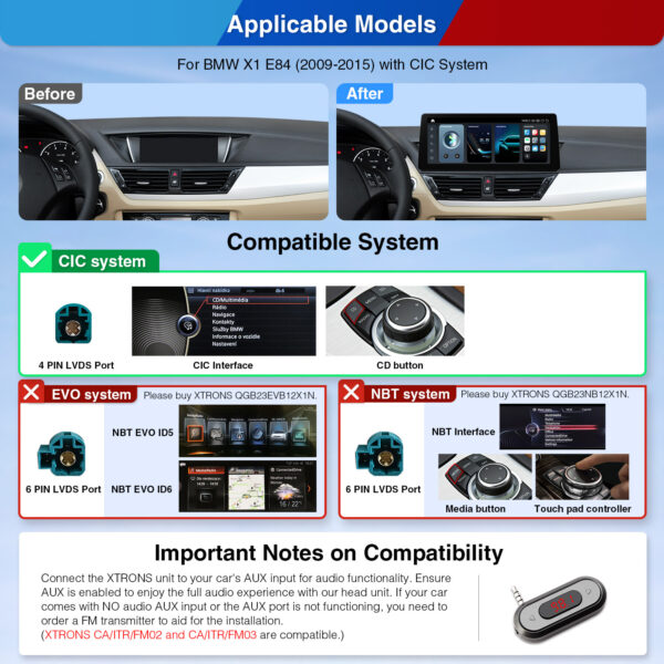 BMW | X1| Android-Betriebssystem & OEM-System | Qualcomm 680 | Octa Core | 8GB RAM & 128GB ROM | QGB23CIB12X1