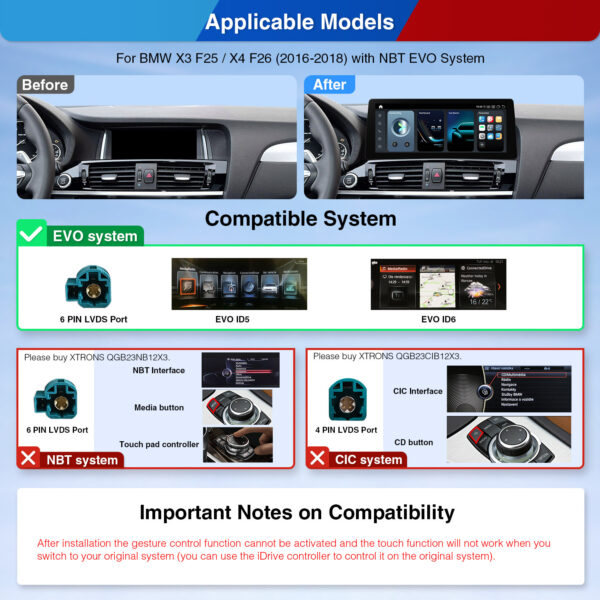BMW | X3 | Android-Betriebssystem & OEM-System  | Qualcomm 680 | Octa Core | 8GB RAM & 128GB ROM | QGB23EVB12X3