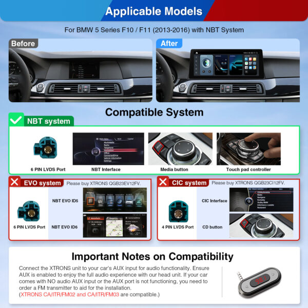BMW | 5 Serie | Android-Betriebssystem & OEM-System | Qualcomm 680 | Octa Core | 8GB RAM & 128GB ROM | QGB23NB12FV