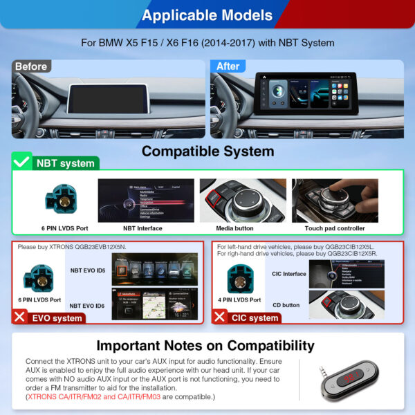 BMW | X5 X6 | Android-Betriebssystem & OEM-System | Qualcomm 680 | Octa Core | 8GB RAM & 128GB ROM | QGB23NB12X5N