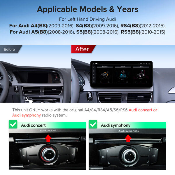 Audi | A4 / A5 | Android-Plattform & OEM-System | Octa-core | 4GB RAM & 64GB ROM | Global 4G LTE | QLA22UCA12A4L