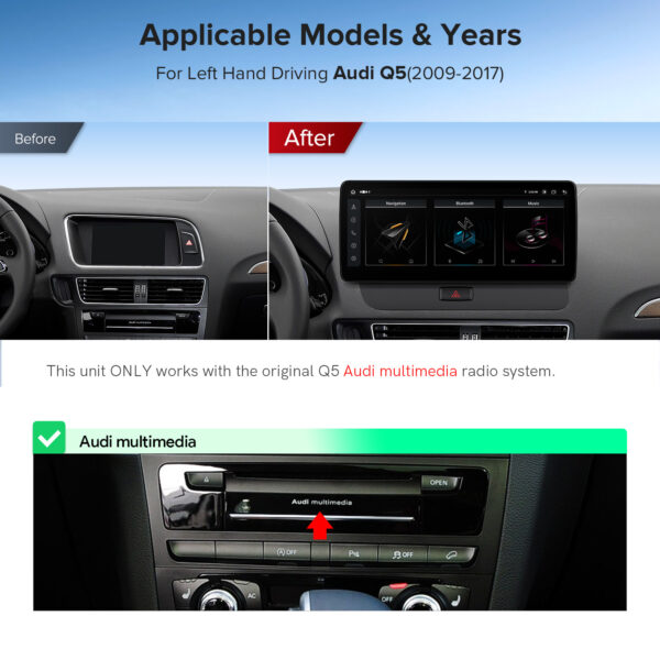 Audi | Q5 | Android-Plattform & OEM-System | Octa-Core | 4GB RAM & 64GB ROM | Global 4G LTE | QLA22UHA12Q5L