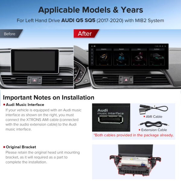 Audi | Q5 / SQ5 | Android-Plattform & OEM-System | Octa-core | 4GB RAM & 64GB ROM | Global 4G LTE | QLA42Q5NL