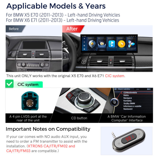 BMW | X5 X6 | Android OS & OEM-System | Octa-Core | 8GB RAM & 128GB ROM | Global 4G LTE | QLBH44X5CIL3