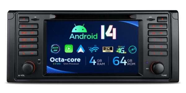 BMW | E39 | Android 14 | Octa Core | 4GB RAM & 64GB ROM | Globale 4G LTE Lösung | PX7439BG