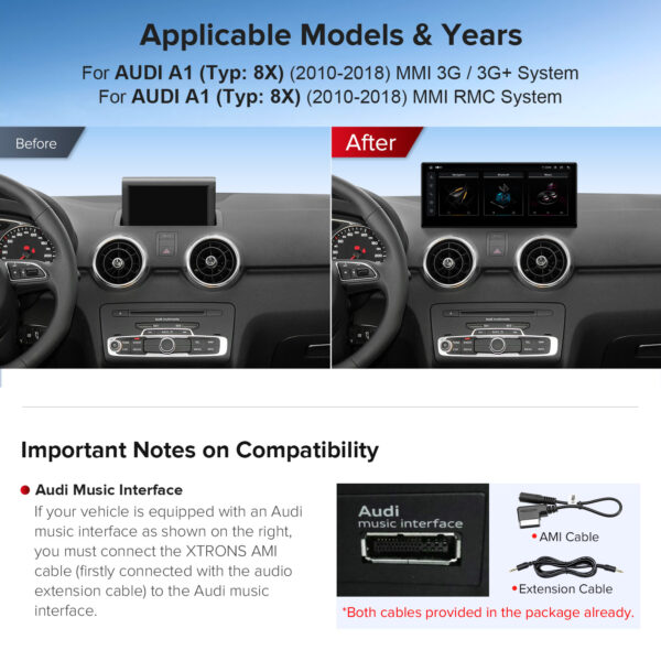 Audi | A1 | Android-Plattform & OEM-System | Octa-Core | 4GB RAM & 64GB ROM | Global 4G LTE | QLA23A1