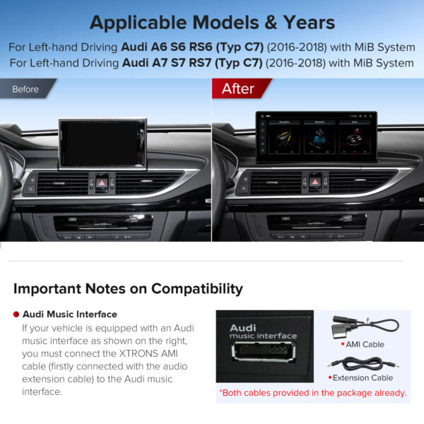 Audi | A6 A7 | Android-Plattform & OEM-System | Octa-Core | 4GB RAM & 64GB ROM | Global 4G LTE | QLA23A6NL