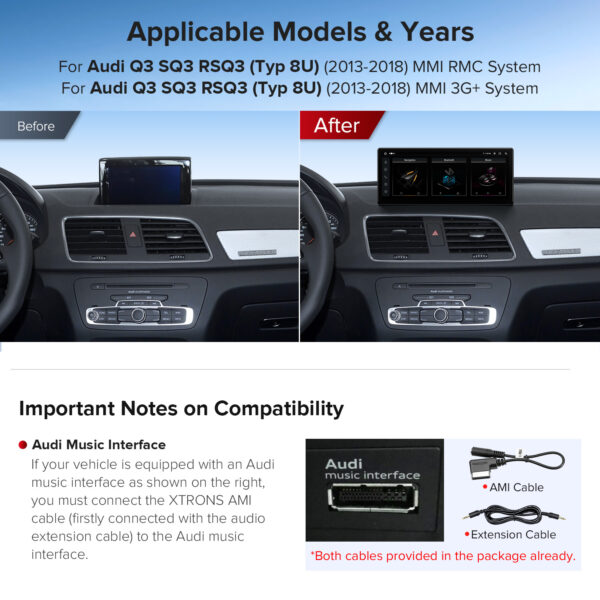 Audi | Q3 | Android-Plattform & OEM-System | Octa-Core | 4GB RAM & 64GB ROM | Global 4G LTE | QLA23Q3