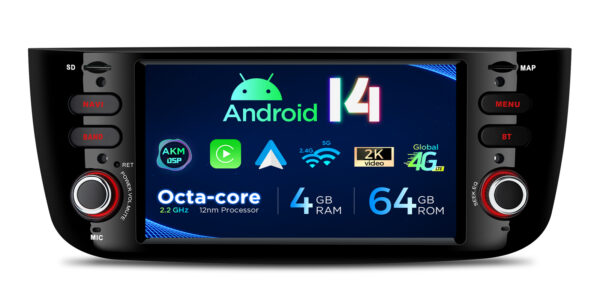 Fiat Punto | Android 14 | Octa Core | 4GB RAM & 64GB ROM | Globale 4G LTE Lösung | PX64GPFLGS