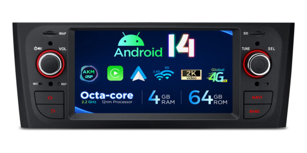 Fiat Grande Punto | Android 14 | Octa Core | 4GB RAM & 64GB ROM | Globale 4G LTE Lösung | PX64PTFLGS