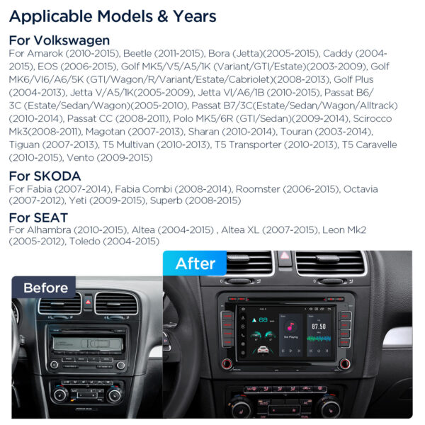 Volkswagen / SEAT / SKODA | Android 14 | Octa Core | 4GB RAM & 64GB ROM | Globale 4G LTE Lösung | PX74MTVGS