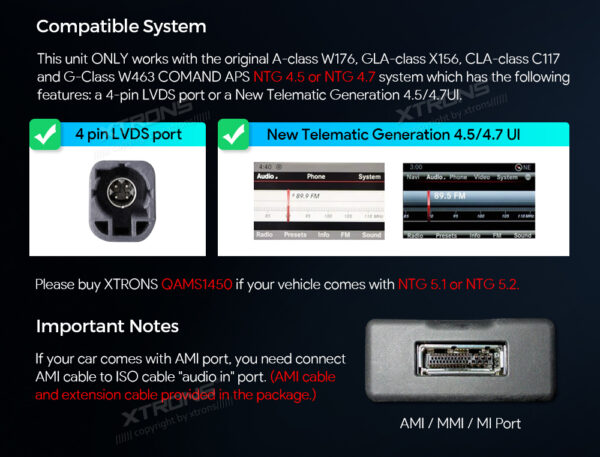 Mercedes-Benz | Android OS & OEM-System | Octa-Core | 4GB RAM & 64GB ROM | Integriertes 4G LTE | QAMS1445
