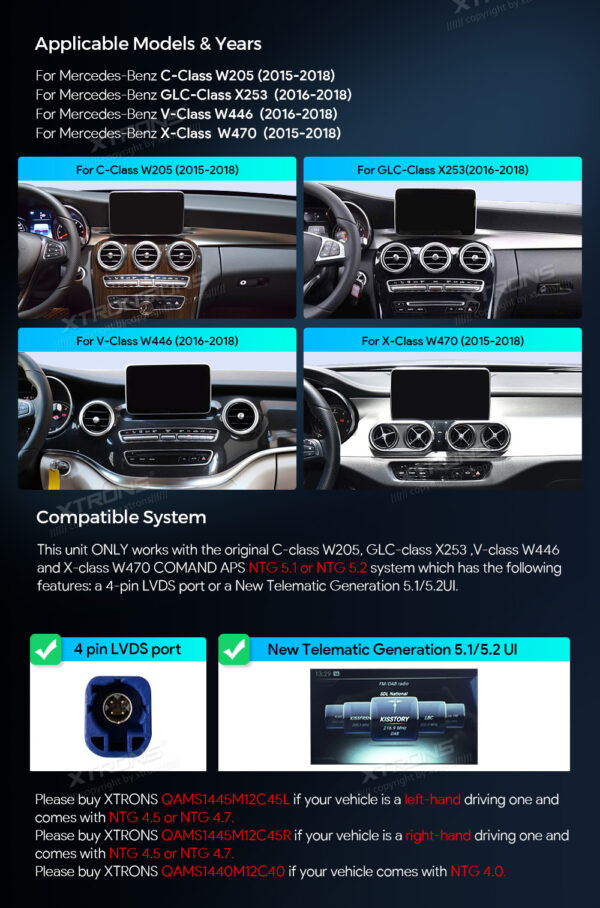 Mercedes-Benz | Android OS & OEM-System | Octa-Core | 4GB RAM & 64GB ROM | Integriertes 4G LTE | QAMS1450M12C5