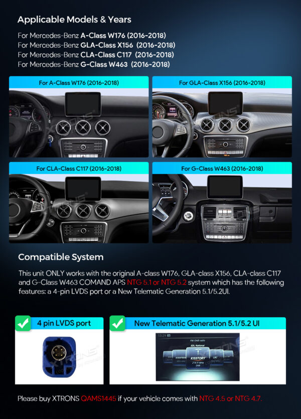 Mercedes-Benz | Android OS & OEM-System | Octa-Core | 4GB RAM & 64GB ROM | Integriertes 4G LTE | QAMS1450