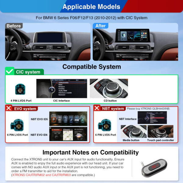 BMW | 6er Serie | Android OS & OEM System | Qualcomm 680 | Octa Core | 8GB RAM & 128GB ROM | QGB23CISX