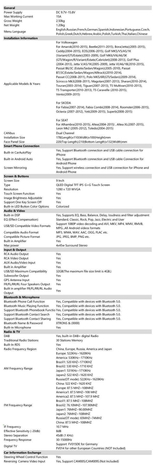 VW/Skoda/Seat | Android 14 | Octa Core | 4GB RAM & 64GB ROM | Globale 4G LTE Lösung | PX94MTVL (Copy)