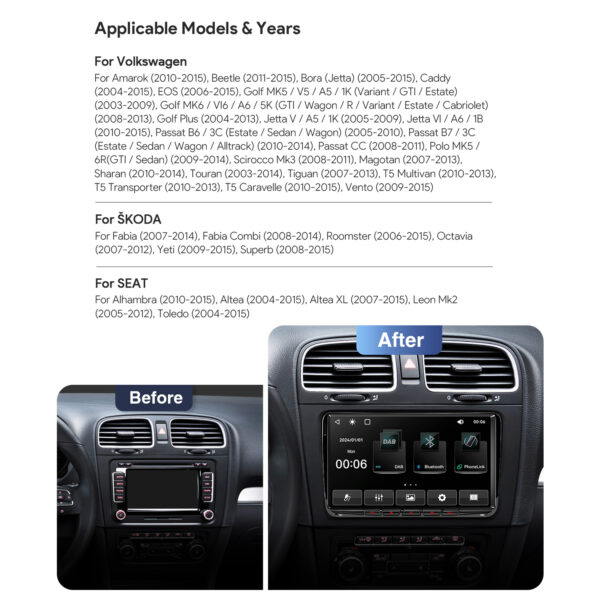 VW/Skoda/Seat | Android 14 | Octa Core | 4GB RAM & 64GB ROM | Globale 4G LTE Lösung | PX94MTVL (Copy)
