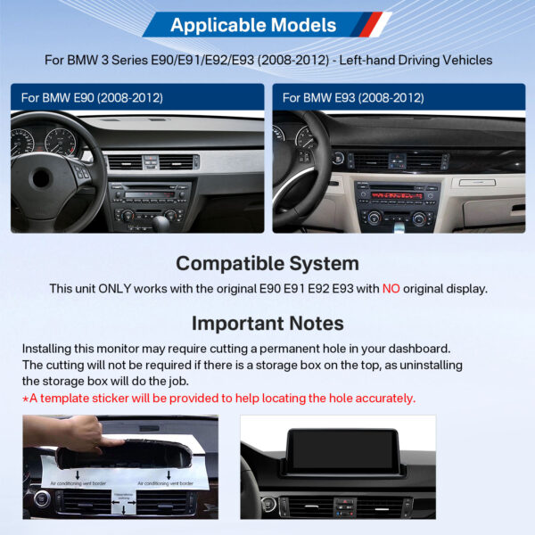 BMW | 3er Serie | Android OS & OEM System | Octa Core | 64GB ROM | IPS Bildschirm | QTB1090UNL