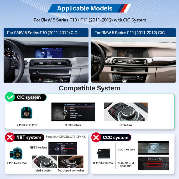 BMW | 5er Serie | Android OS & OEM System | Octa Core | 64GB ROM | Volllaminierter Bildschirm | QTB10FVCI
