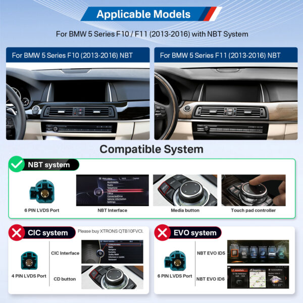 BMW | 5er Serie | Android OS & OEM System | Octa Core | 64GB ROM | Volllaminierter Bildschirm | QTB10FVNB